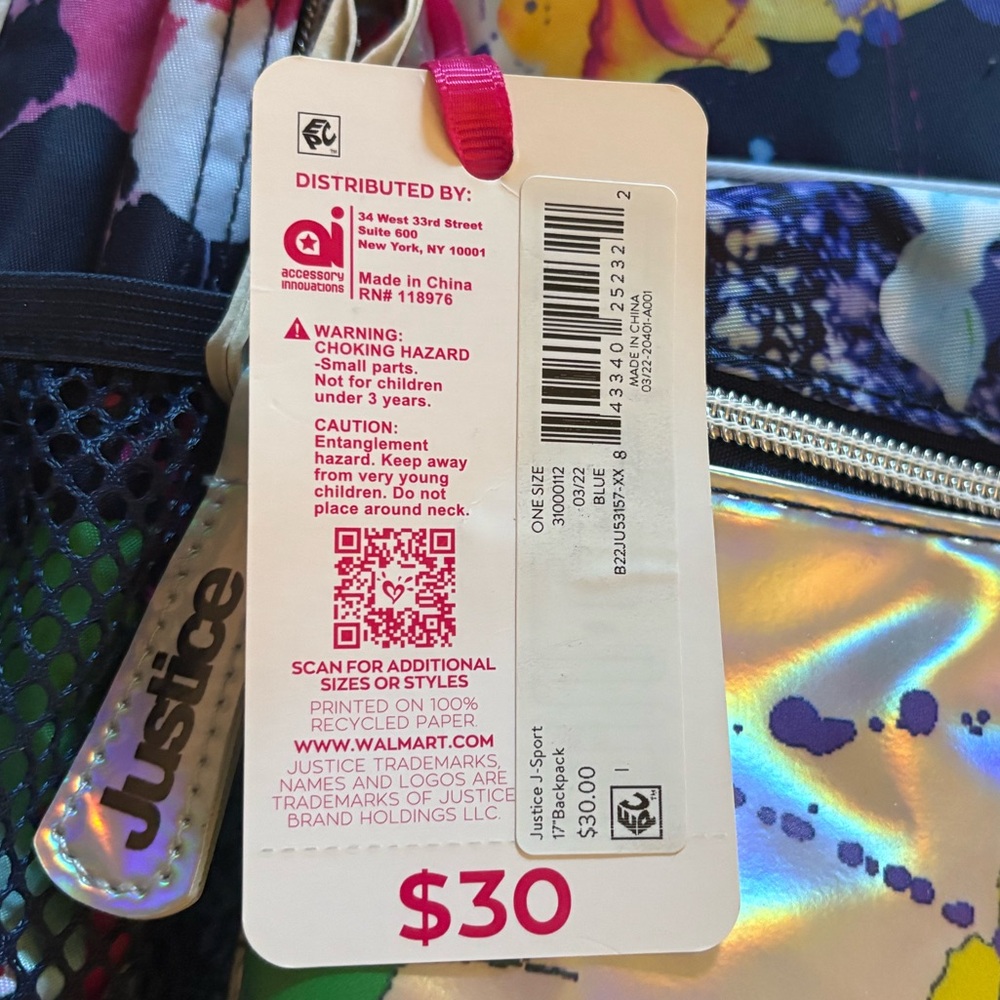 Justice Multicolor Splatter Backpack - Picture 3 of 4